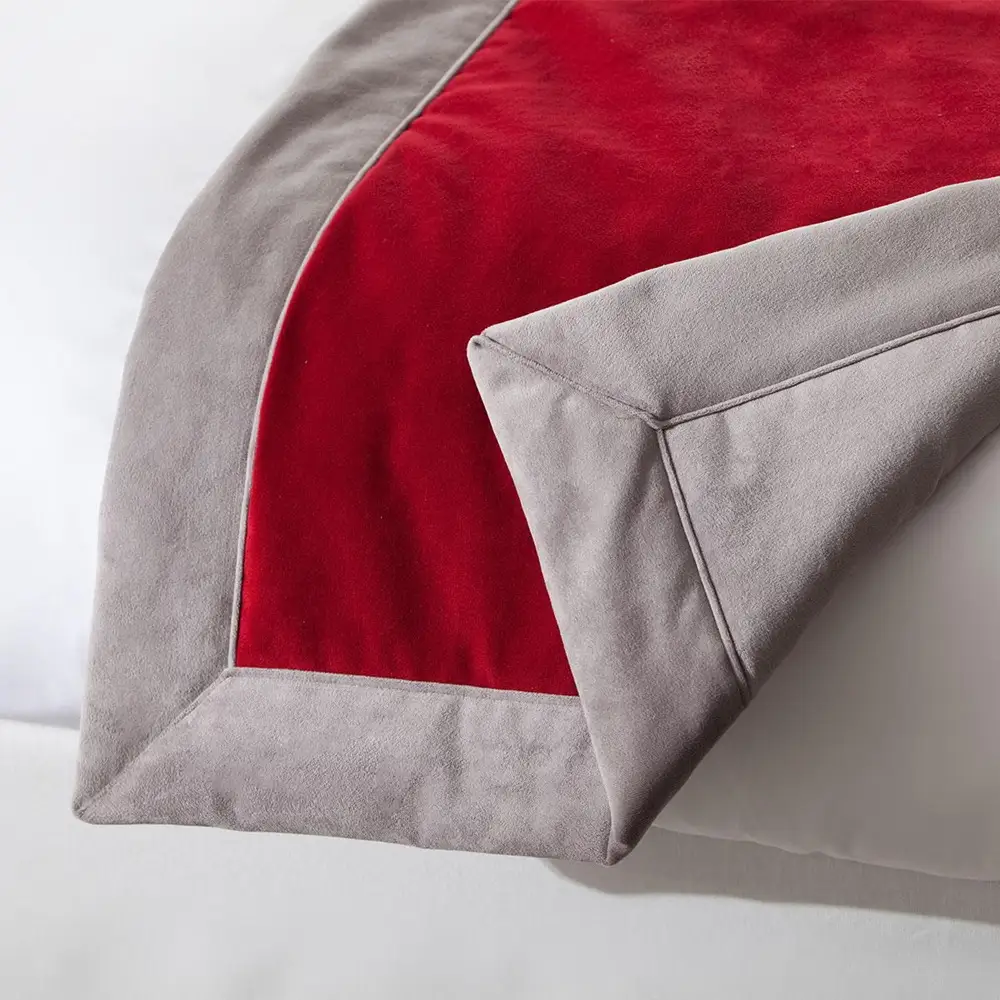 Chemin de lit Opéra réversible en velours - souris et poivre