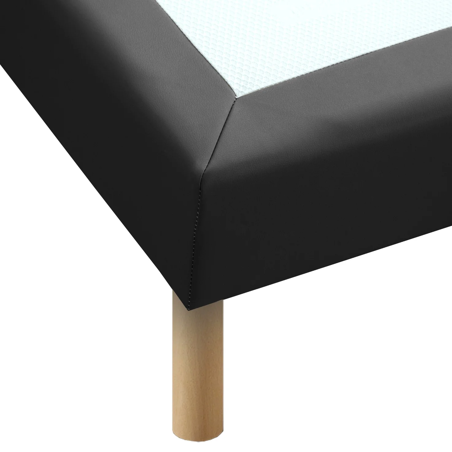 PRINCE sommier tapissier lattes flexibles similicuir GRIS ANTHRACITE