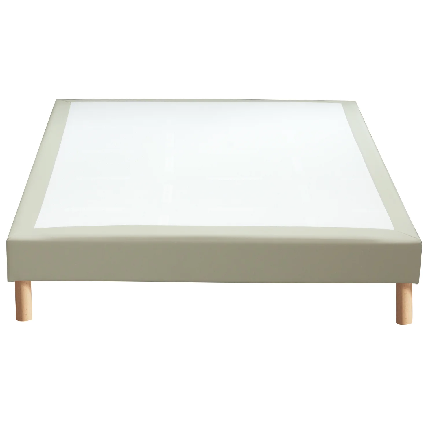 PRINCE sommier tapissier lattes flexibles similicuir GRIS ANTHRACITE