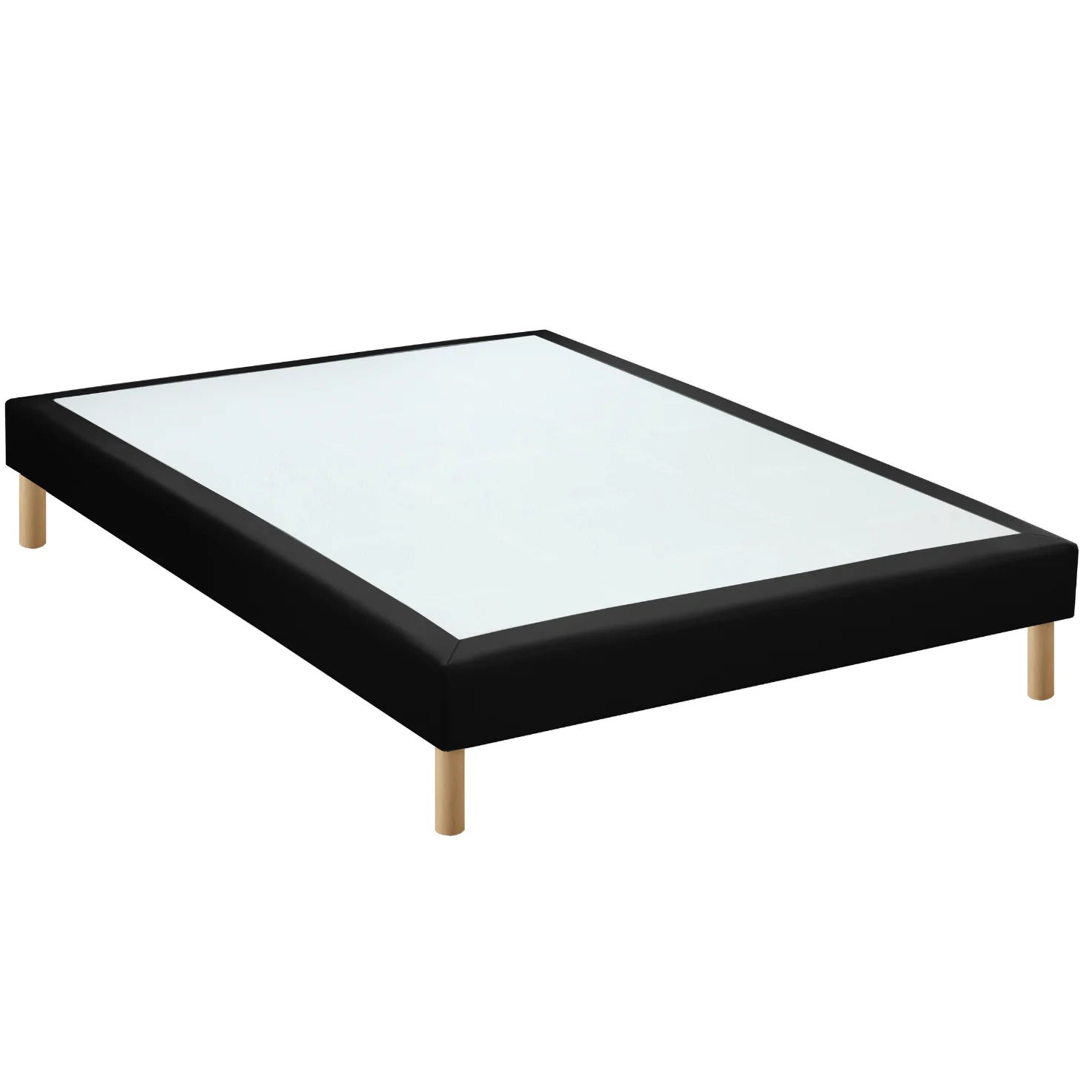 PRINCE sommier tapissier lattes flexibles similicuir GRIS ANTHRACITE