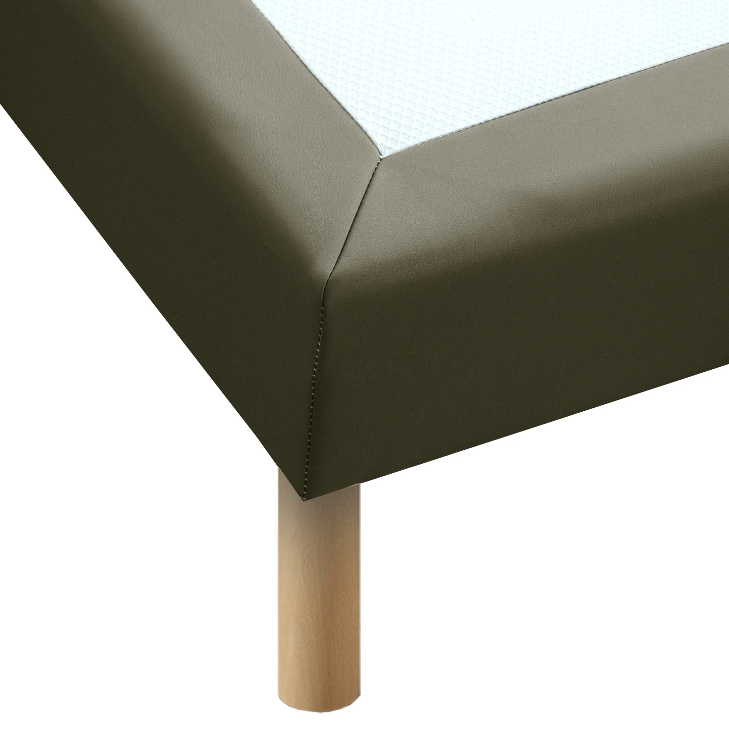 PRINCE sommier tapissier lattes flexibles similicuir GRIS ANTHRACITE